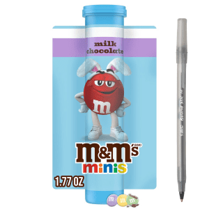 M&M's Minis Milk Chocolate Easter Basket Candy Mega Tube with pen