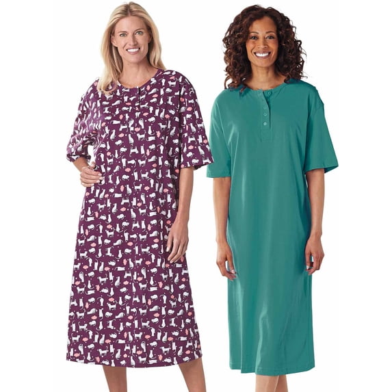 100% Cotton Henley Nightshirt by Cozee Corner