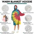 thumbnail image 5 of Colorful Tie Dye Pattern Wearable Oversized Blanket,Wearable Blanket Hoodie for Adults,Cozy Hooded Blankets with Super Pockets,Super Warm Fuzzy Pullover for Women & Men, 5 of 6