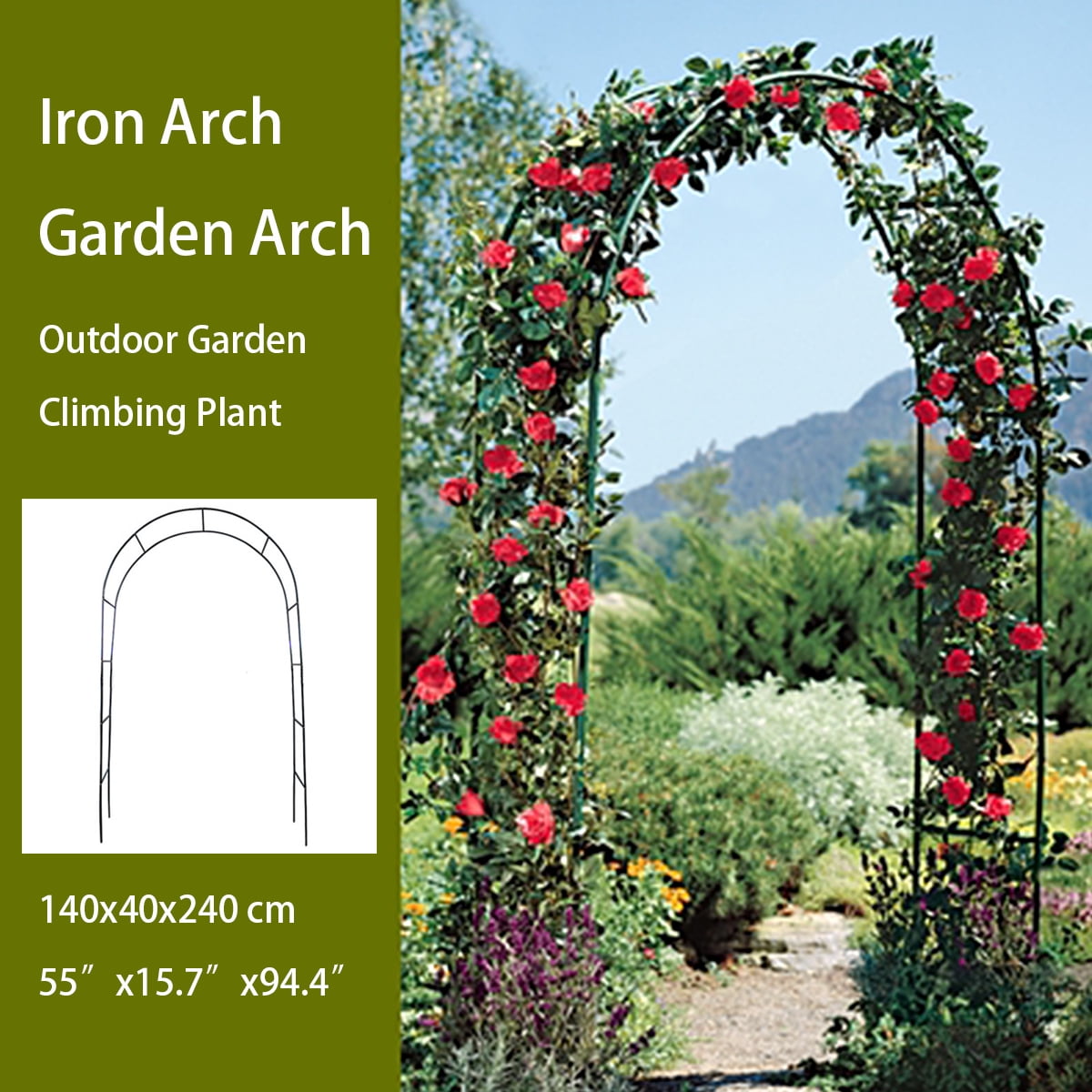 Garden Arch,Rose Arches Metal,Flower Arch Frame,Plant Climbing Archway Iron Weather-Proof Support Decoration for Wedding Garden Dark Green 