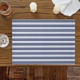 thumbnail image 2 of Navy Blue Striped Placemats for Dinning Table Set of 4, Farmhouse Striped Geometric Art Burlap Kitchen Place Mats Waterproof Cloth Table Mats, Indoor Outdoor Placemats Easy Clean Dinner Decor, 2 of 8
