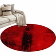 thumbnail image 2 of Red Round Area Rug 3.3 FT, Non Slip Small Entryway Kitchen Mat, Retro Oil Painting Modern Abstract Art Aesthetics Washable Soft Circular Rug Non-Shedding Door Mat for Bathroom Playroom Kids Room, 2 of 9
