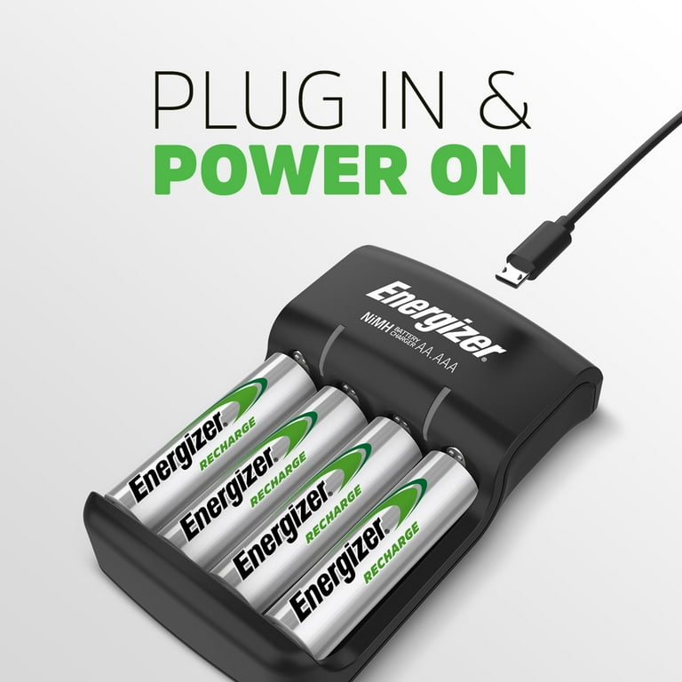 Energizer Battery Charger with Rechargeable AAA and AA Batteries