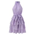 thumbnail image 5 of Sngxgn Women's Fall Long Sleeve Dress Turtleneck Slim Fit Ribbed Knit Slit Midi Dress(Purple,M), 5 of 5