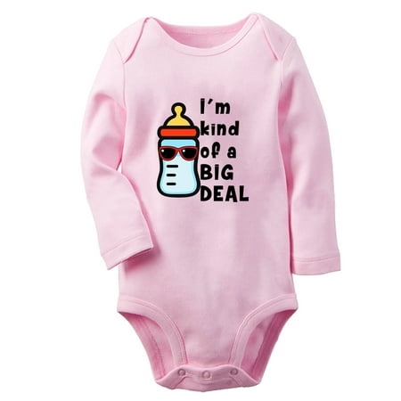 

iDzn® I m Kind Of a Big Deal Funny Rompers Newborn Baby Unisex Bodysuits Infant Jumpsuits Toddler Kids Long Sleeve Oufits (Pink 6-12 Months)