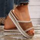 thumbnail image 4 of Zapatos Suaves para las Mujeres Cómodos de Color Sólido Redondo Del Dedo Del Pie Espadrulle Sandalias Planas, Zapatos Negros de Mujer Mulas Transpirables, 4 of 9