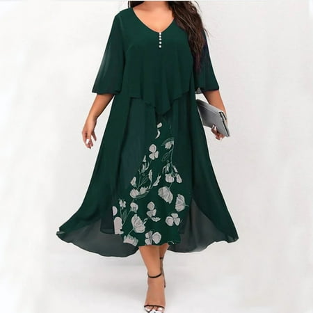 

Aueoeo Winter Dresses for Women 2022 Fall Dresses for Women 2022 Wedding Guest Fashion Women s Printed Long Sleeve Bottons Round Neck Elegant Retro Long Dress