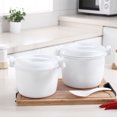 thumbnail image 3 of OUNONA 2pcs Rice Cooker Small Microwave Oatmeal Cooker White Heating Restaurant Use, 3 of 8