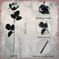 thumbnail image 3 of 14PCS Black and White Artificial Roses Flowers,Black and White Fake Roses Bouquet Faux Silk Black and White Flowers for Halloween Party Home Decor (Black and White Rose), 3 of 5