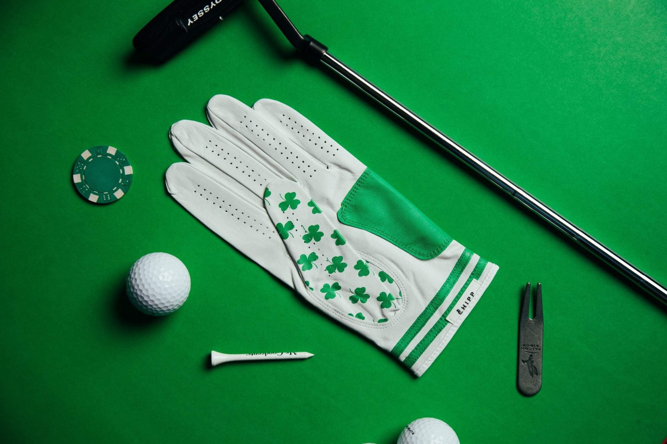 Feelin' Lucky Green Shamrocks Golf Glove | Premium Cabretta Leather & Supportive Palm Pad