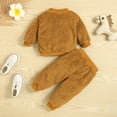 thumbnail image 4 of BONIXOOM Toddler Baby Boys Girls Solid Color Plush Long Sleeve Cute Winter Thick Home Suit Fashion Jumpsuit Brown Size 18-24 Months, 4 of 8