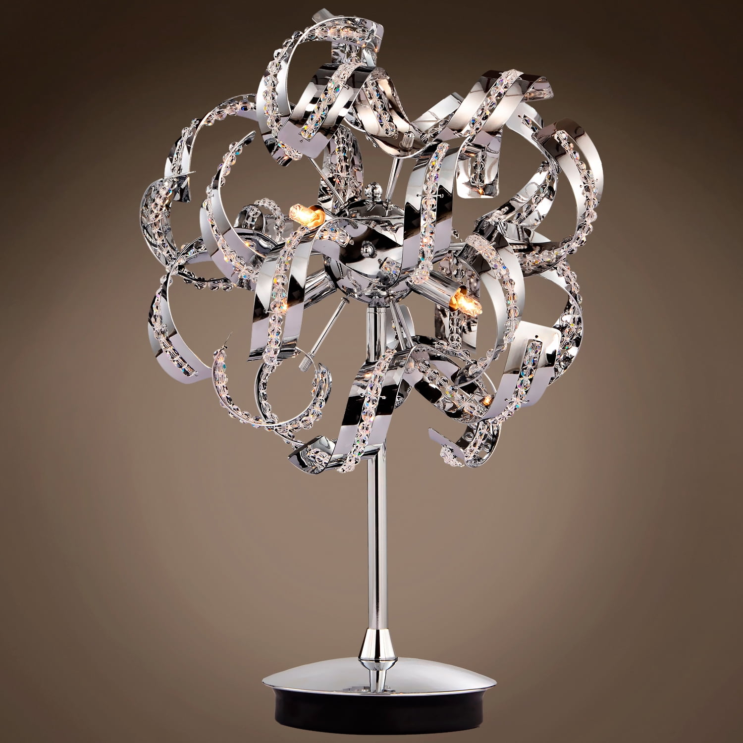 Ribbon 4 Light 12" Chrome Table Lamp with Clear Crystal ...