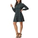 thumbnail image 4 of Vestido A-Line de Manga Larga con Cuello de Punto y Botones de Cuadros para Mujeres Chic INSPIRE en Verde, 4 of 7