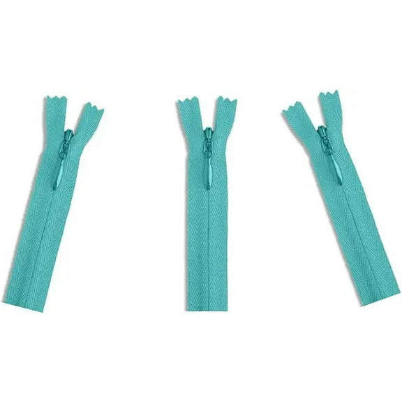 Invisible (Conceal) YKK Zippers - Perfect for Clothes, Crafts & Sewing Projects - Color: Aqua Blue #548 - Made in The United States (3 Zippers Per Pack) (22" Inches)
