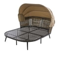 thumbnail image 6 of Outdoor Patio Daybed with Retractable Canopy, Sunbed Patio Bed Lounger, Rattan Wicker Back Patio Sectional Loveseat Sofa Set with Throw Pillows and Cushions for Backyard Poolside Garden, Brown, 6 of 11