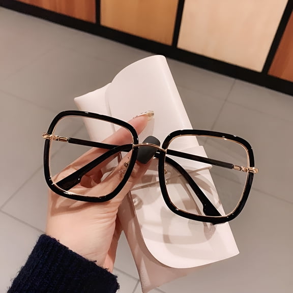 GJX Oversized Clear Square Glasses Women Fashion Anti-Blue Optical Glasses Classic Plastic Eyeglasses Eyewear