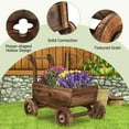 thumbnail image 3 of Decorative Wooden Wagon Cart with Handle Wheels and Drainage Hole, 3 of 8