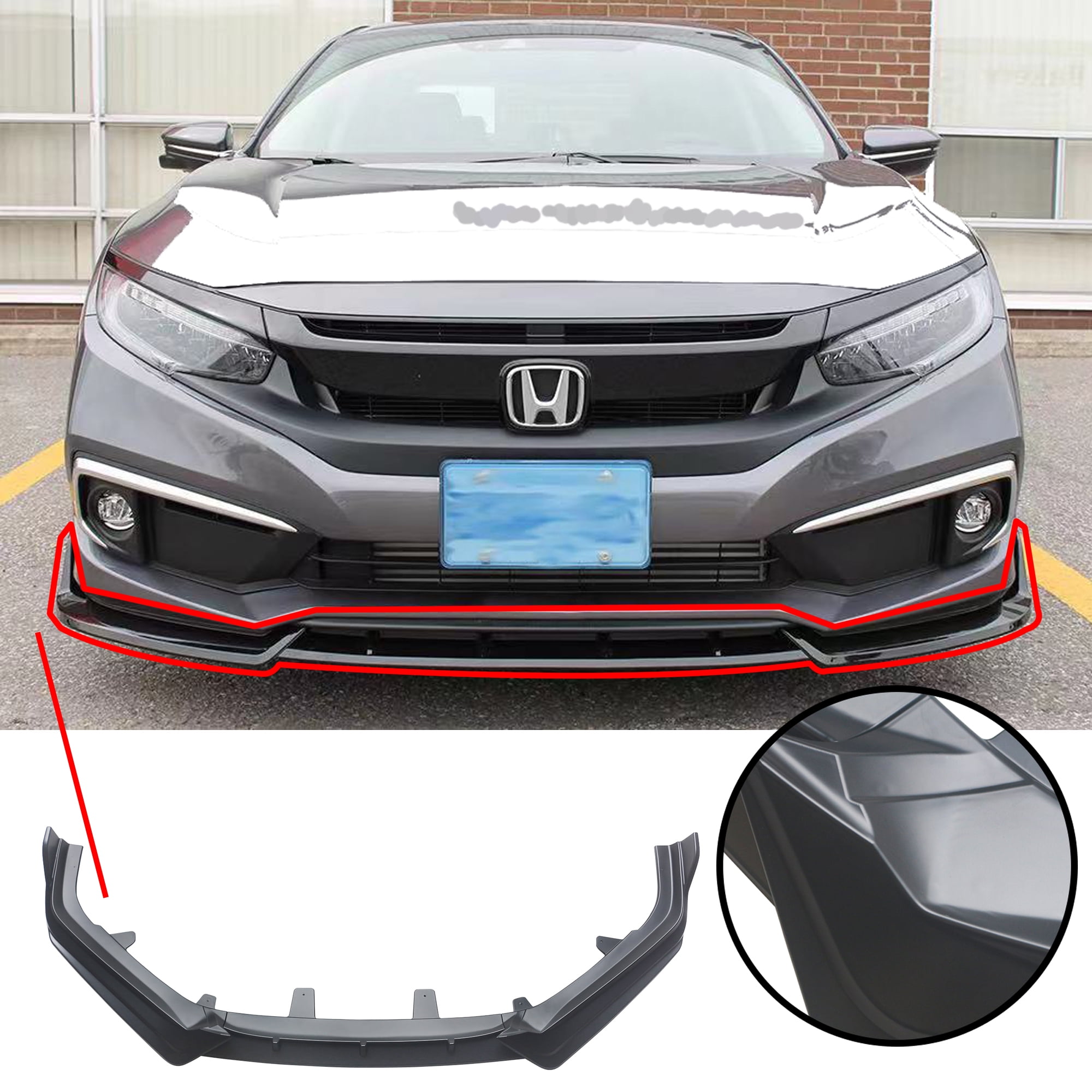 NINTE Matte Black Front Bumper Lower Lip for 2021-2022 Honda Accord ABS ...