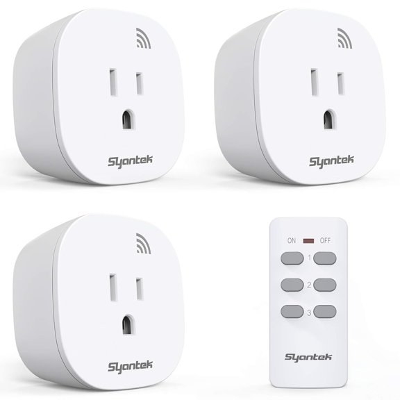 Remote Control Outlet Wireless Light Switch for Household Appliances, Expandable Remote Light Switch Kit, Up to 100 ft Ran, FCC Certified, ETL Listed, White (3 Outlets   1 Remotes)