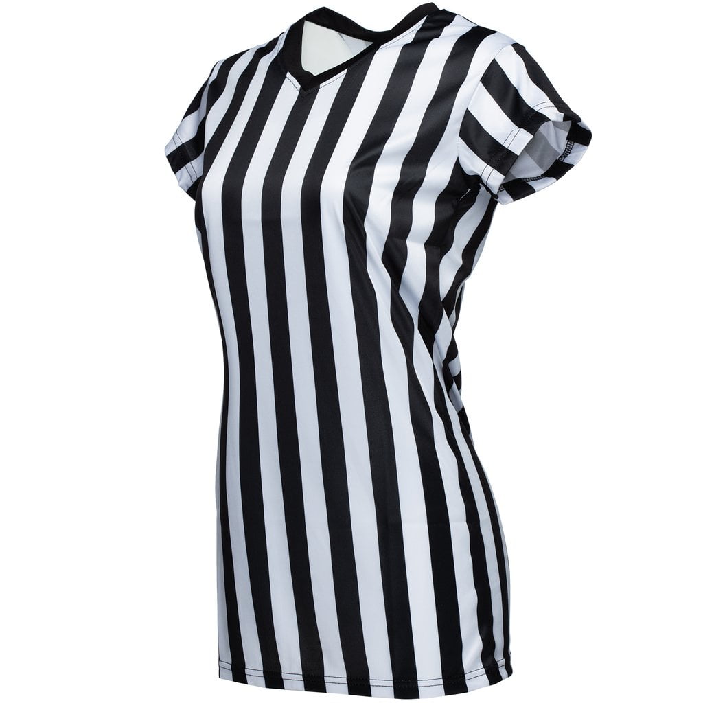 Murray Sporting Goods Mens Official Uniform Black and White Stripe V-Neck Referee Shirt 