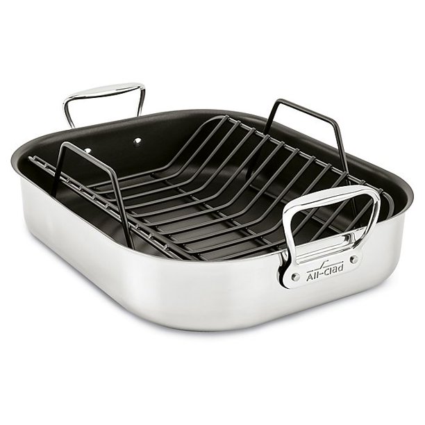 AllCladNonstick 16Inch x 13Inch Stainless Steel Roaster with Rack