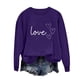 thumbnail image 1 of Sudadera Penkiiy Valentine para mujer: lindas camisetas del día de San Valentín Love Heart Graphic Print Suéter de manga larga Tops L Purple, 1 of 4