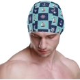 thumbnail image 2 of FYBTO Swimming Cap Patchwork Marine Anchor Wheel Sailboat Unisex Adult FYBTO Polyester, 2 of 4