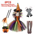 thumbnail image 3 of Disfraz de bruja de Halloween para niñas, traje de Cosplay para carnaval, Fiesta infantil, conjunto de ropa para niños, bolsa, sombrero, escoba, 3 of 5