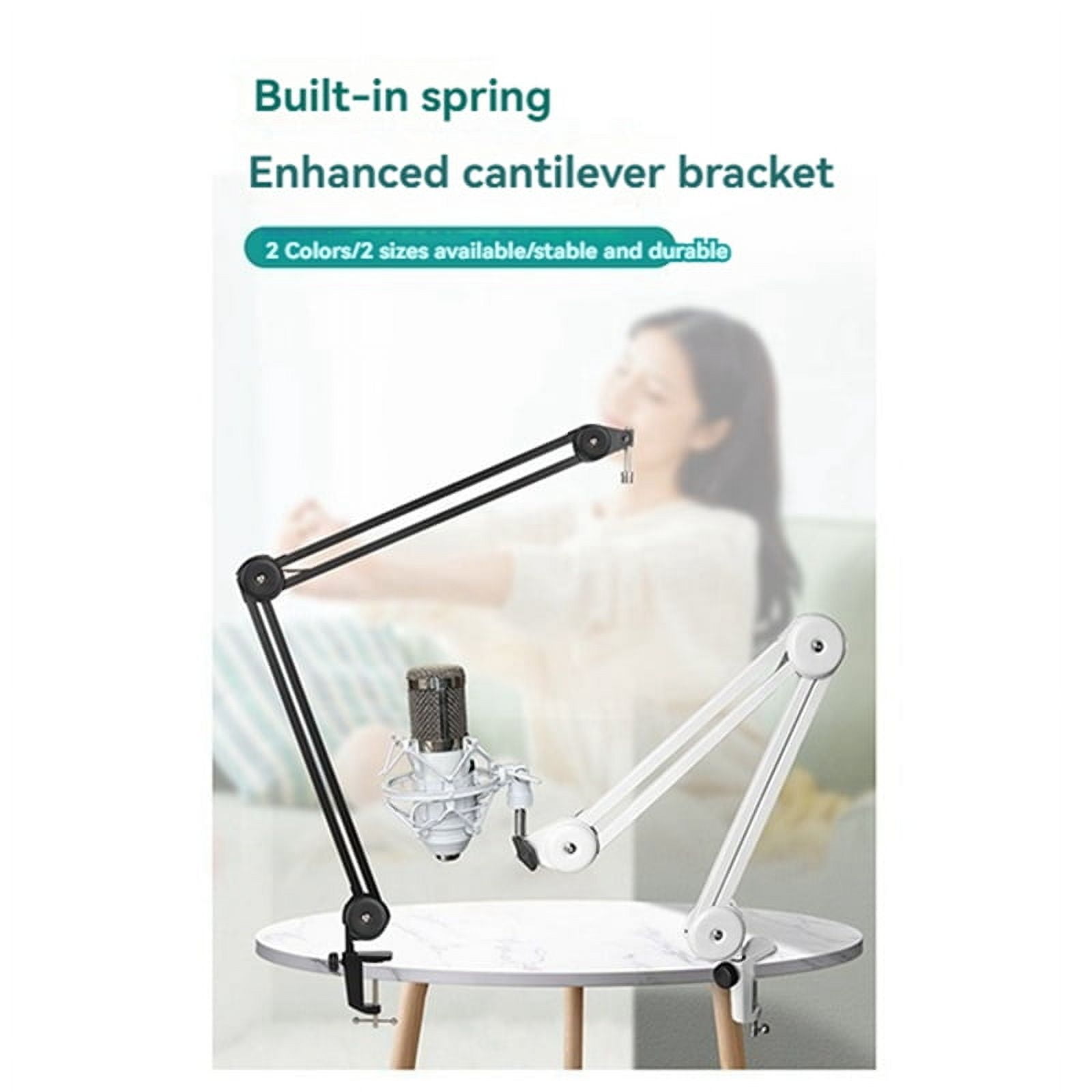 Mic Arm Stand for Recording,Podcasting,Adjustable Suspension Boom Scissor Arm Stand with Filter,Shock Mount Black