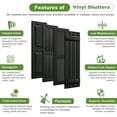 thumbnail image 3 of Demi Bonn Exterior Window Shutters - Two horizontal bars, Weather-Resistant Polypropylene, Easy DIY Install - Louver Shutters for Windows Outside, Vinyl, Brick, 14"W*35" H, Black, 3 of 8