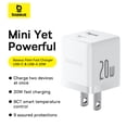 thumbnail image 4 of Baseus Palm Fast Charger C+U 20W US Blanco, 4 of 5