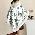 thumbnail image 2 of AUNVITO Cozy Christmas Print Fleece Shawl with Thick Faux Fur Collar Women's Warm Homewear Sleeveless Winter Wrap, 2 of 6