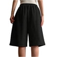 thumbnail image 4 of Bermuda Shorts for Women Knee Length Drawstring Elastic Waist Casual Shorts Summer Workout Athletic Shorts, 4 of 4