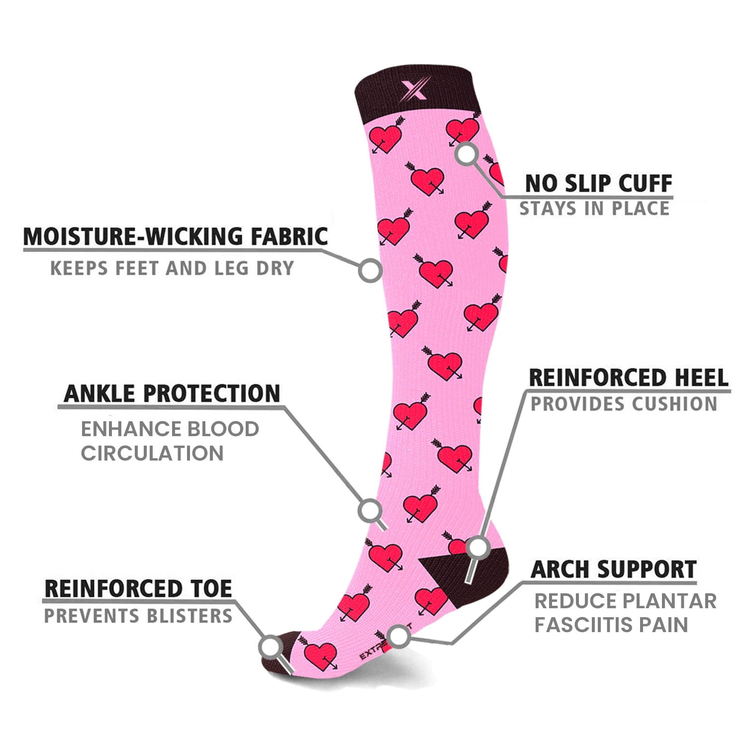 Compression Socks Knee High - Made for Running, Athletics and Pregnancy - 3 Pair