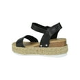 thumbnail image 3 of Soda Women Wedge Sandals Open Toe Ankle Strap Flatform Espadrilles Trim Platform clip-S Black 8, 3 of 3