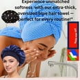 thumbnail image 5 of Microfiber Hair Towel Wrap & Satin Bonnet Set for Women - 3-in-1 Hair Drying Towel,  Shower Cap & Silk Sleep Bonnet for Curly, Long & Thick Hair - Anti-Frizz Heatless Hair Care (Blue), 5 of 6