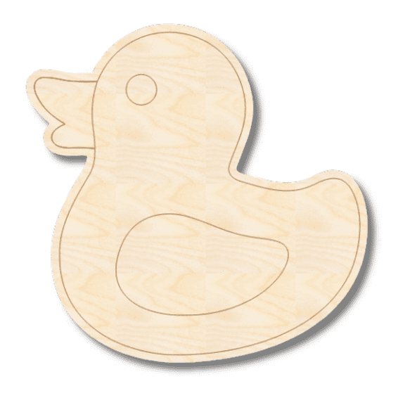 Unfinished Wood Etched Rubber Duck Shape 14" / 1/4"