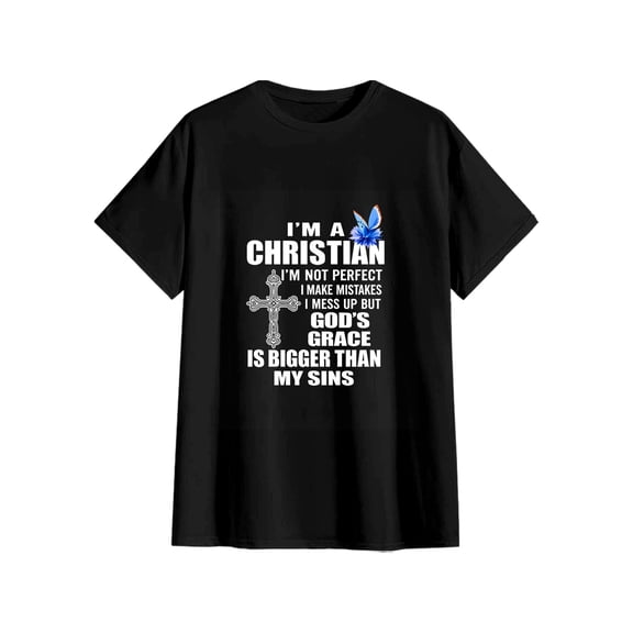 Unisex Christian Faith God's Grace Cotton T-Shirt Religious Graphic Tee S