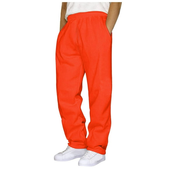 SGMVNU Pantalon de Survêtement pour Hommes Décontracté - Pantalon d'Entraînement Décontracté Uni Style Hop avec Poche, Vêtement de Sport, Pantalon Décontracté à Taille Élastique (Taille P, Orange)