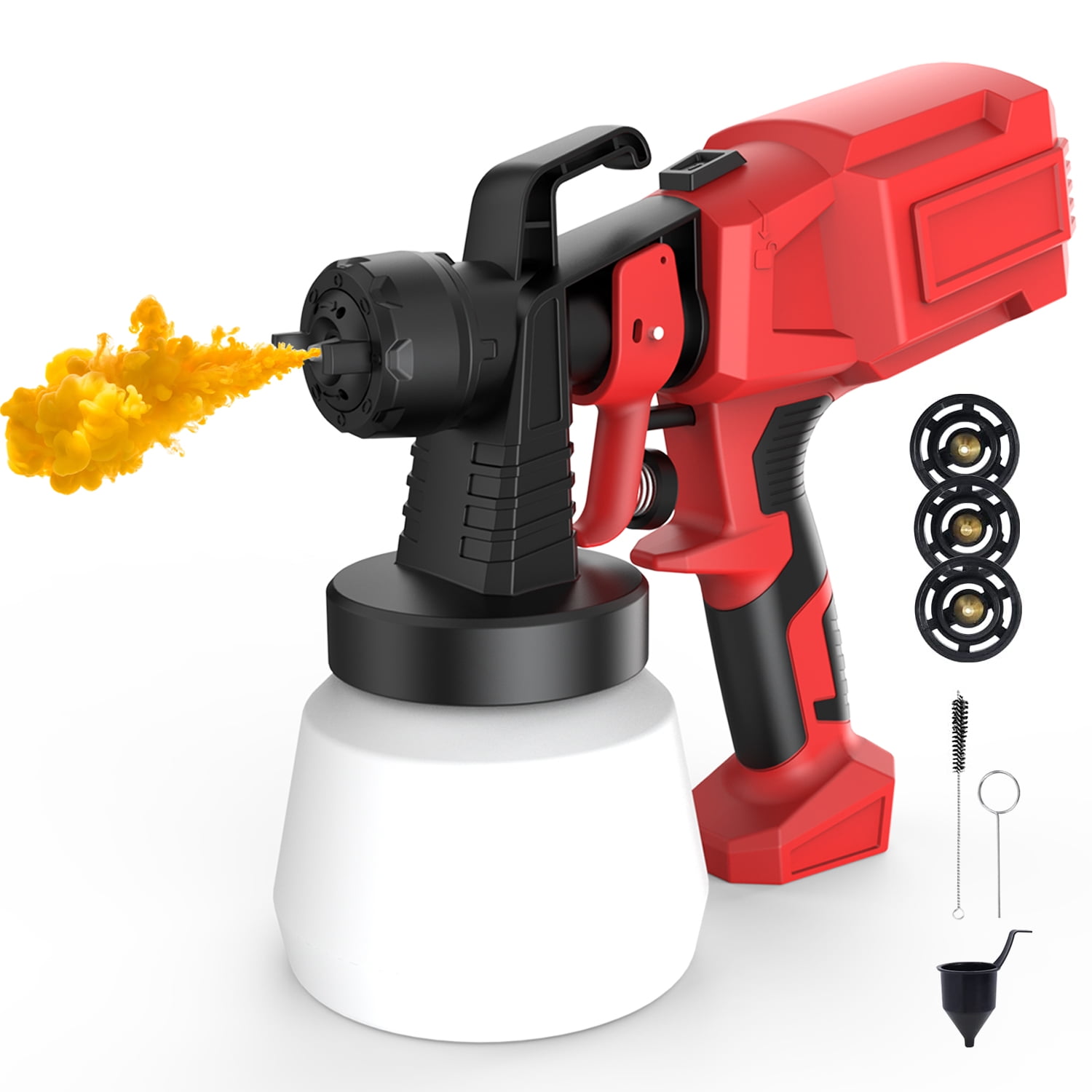 600W Paint Sprayer Gun, Doosl 800ml Electric Airless HVLP Paint Sprayer  with Nozzles for Inside Outside