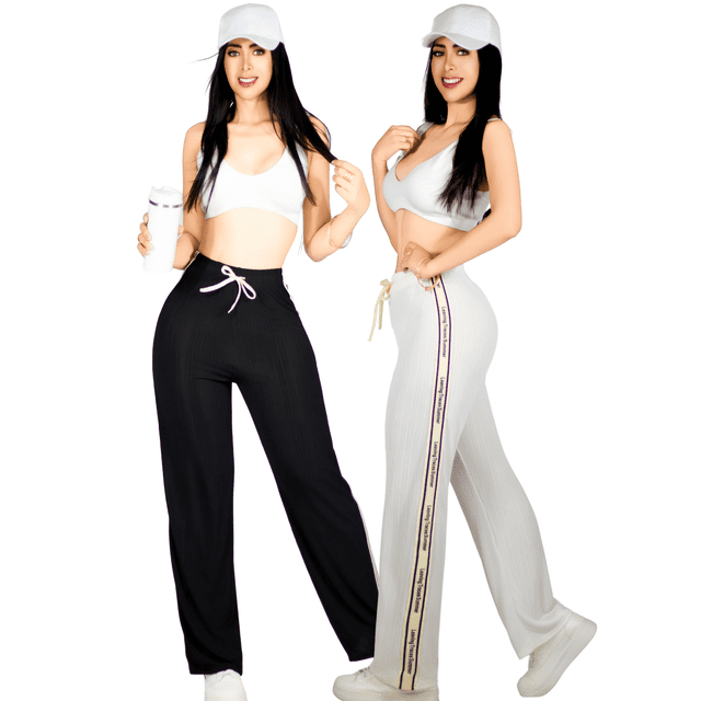 Set De Dos Pants De Mujer Pantalones Anchos Casual O Elgante Pans Stretch