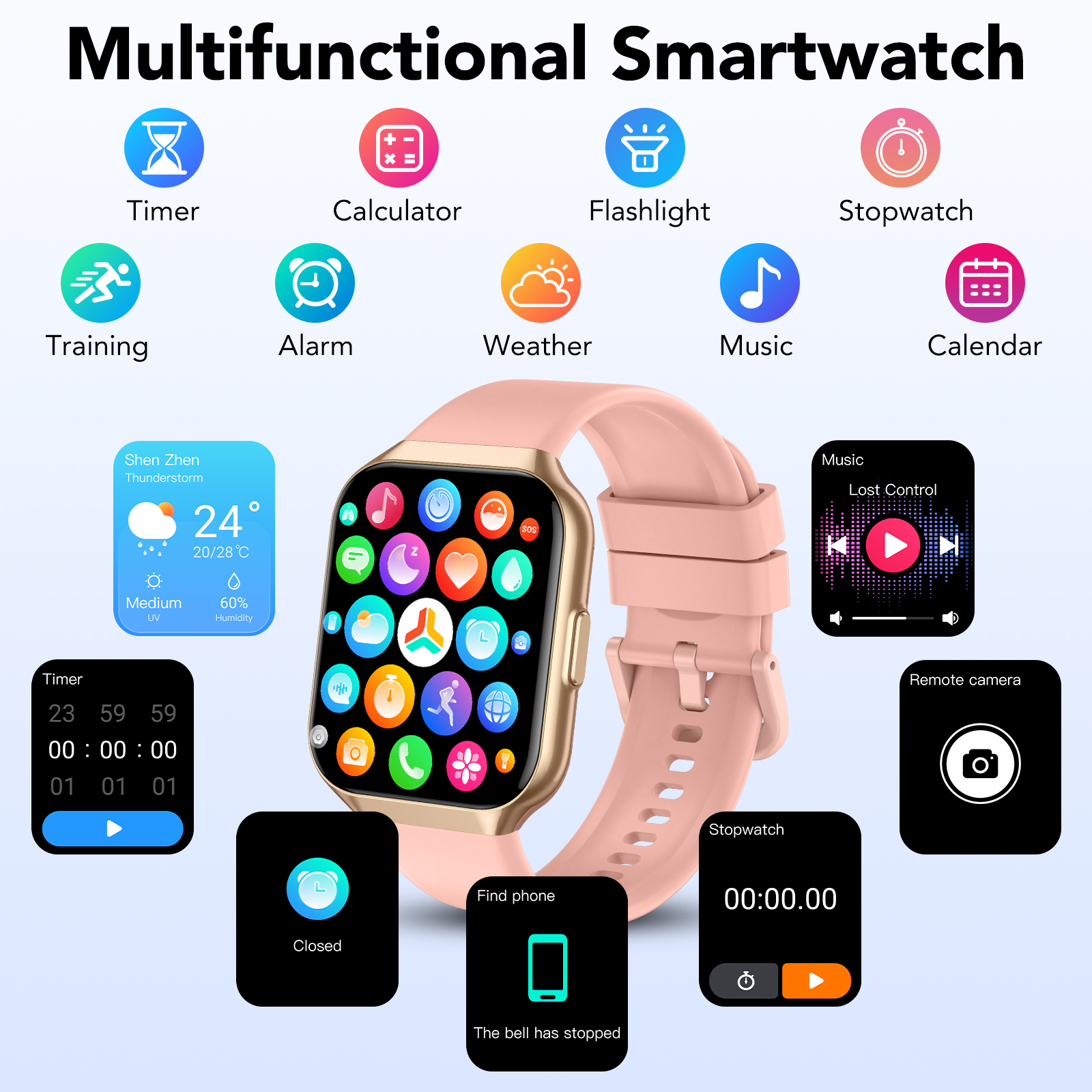 Tikland Smart Watch, 1.96" Display, 110+ Sports Modes, Pink photo 6