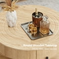 thumbnail image 3 of Wirrytor 30" Round Coffee Table with 2 Drawers and Storage Shelf, Modern Farmhouse Tea Table with Natural Tree Rings Top, Natural, 3 of 9