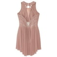 thumbnail image 4 of Hansber Kids Girls Sleeveless Rhinestone Asymmetrical Hem Ballet Dance Dress Figure Skating Dusty Pink 6, 4 of 5