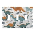 thumbnail image 2 of 2 Gang Light Switch Cover Plate Cartoon Dinosaurs Leaves Wall Plate Decorate Electrical Outlet Cover Plates 4.56”x4.48”, 2 of 8