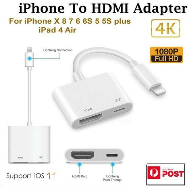pour iPhone vers HDMI Adaptateur de câble TV AV numérique iPad 8 X