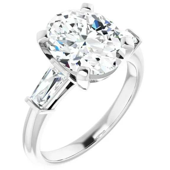 Luciana Three Stone Oval Moissanite Engagement Ring 3.50 Carats