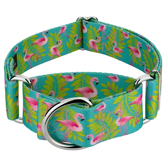 Country Brook Petz® 1 1/2 inch Flamingos Martingale Dog Collar, Medium