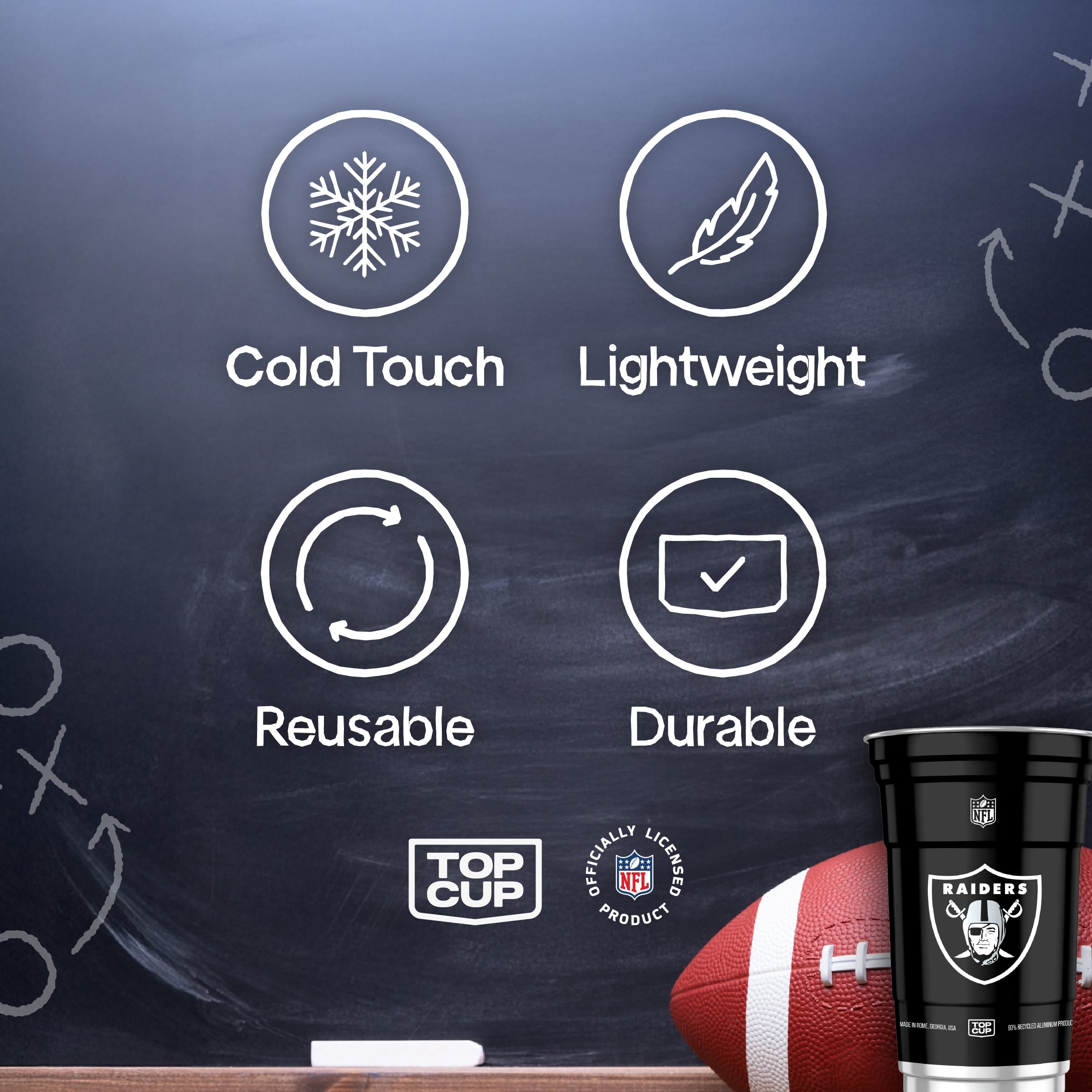 Top Cup NFL Las Vegas Raiders Aluminum Party Cups, 20oz, 10 count