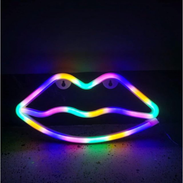 LINLIN LED Neon Sign,LIP Neon Sign Night Light Wall LED Neon Lamp USB Battery Powered Led Neon Light Sign for Home Bedroom Bar Party Decoration